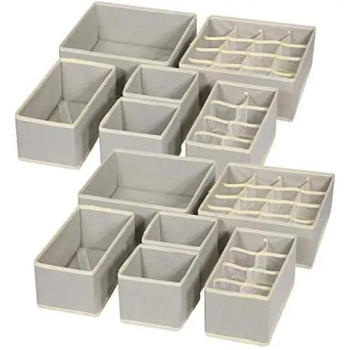 TENABORT 12 Pack Foldable Drawer Organizer Dividers Cloth Storage Boxes Closet Dresser Organizer Cube Fabric Containers Basket Bins for Underwear Bras Socks Panties Lingeries Nursery Baby Clothes Gray TENABORT 12 Pack Foldable Drawer Organizer Dividers Cloth Storage Boxes Closet Dresser Organizer Cube Fabric Containers Basket Bins for Underwear Bras Socks Panties Lingeries Nursery Baby Clothes Gray