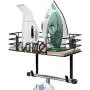TJ.MOREE Ironing Board Hanger - Laundry Room Iron and Ironing Board Holder, Metal Wall Mount with Large Storage Wooden Base Basket and Removable Hooks (Black) TJ.MOREE Ironing Board Hanger - Laundry Room Iron and Ironing Board Holder, Metal Wall Mount with Large Storage Wooden Base Basket and Removable Hooks (Black)