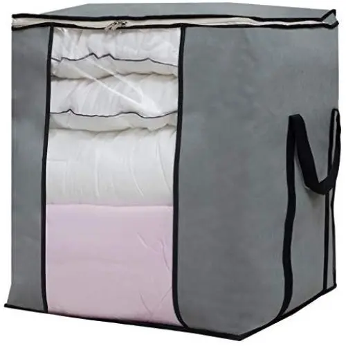 SLEEPING LAMB Large Foldable Storage Bag Organizer Clothes Storage Container for Blanket Comforter Clothing Bedding with Durable Handles, Grey SLEEPING LAMB Large Foldable Storage Bag Organizer Clothes Storage Container for Blanket Comforter Clothing Bedding with Durable Handles, Grey