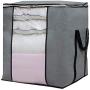 SLEEPING LAMB Large Foldable Storage Bag Organizer Clothes Storage Container for Blanket Comforter Clothing Bedding with Durable Handles, Grey