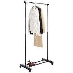 Clothes Rack,Rolling Garment Rack with Wheels,Adjustable Hanging Standing Coat Shelf Clothing Stander Unit Hanger Clothes Organizer Black