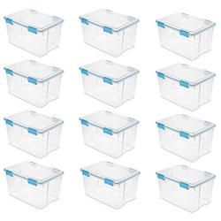 Sterilite 54 Quart Gasket Boxes in Clear with Blue Latches, 12 Pack | 19344304