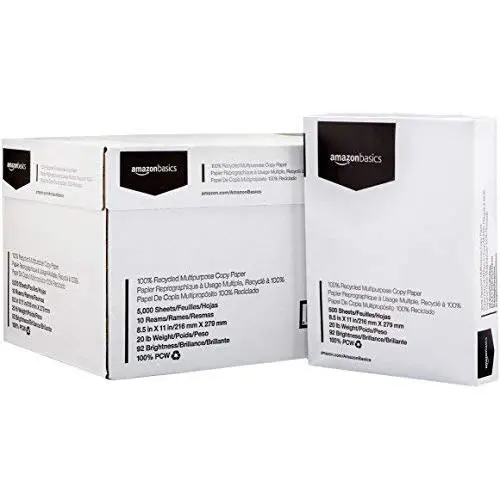 AmazonBasics 30% Recycled Multipurpose Copy Printer Paper - 8.5 x 11 Inches, 10 Ream case (5,000 Sheets) AmazonBasics 30% Recycled Multipurpose Copy Printer Paper - 8.5 x 11 Inches, 10 Ream case (5,000 Sheets)