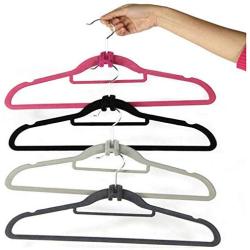 20pcs Creative Mini Flocking Clothes Hanger Easy Hook Closet Random Color