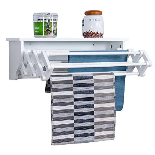 Cypressshop Wall-Mounted Laundry Hangers Foldable Drying Rack Garment Clotheslines Folding Clothes Shelving Unit Towel Laundry Room Storage Shelf White Cypressshop Wall-Mounted Laundry Hangers Foldable Drying Rack Garment Clotheslines Folding Clothes Shelving Unit Towel Laundry Room Storage Shelf White