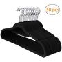 LUOOV Velvet Hangers, Non Slip Plastic Clothes Hangers, Durable Space Saving with 360 Degree Velvet Clothes Hangers, Clothes Hangers for Coat Skirt Dress 50 Pack - Black (50 pcs, Black)