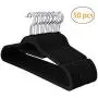 LUOOV Velvet Hangers, Non Slip Plastic Clothes Hangers, Durable Space Saving with 360 Degree Velvet Clothes Hangers, Clothes Hangers for Coat Skirt Dress 50 Pack - Black (50 pcs, Black)