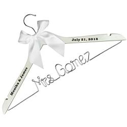 Ivroy Bride Wood Wire Hanger Wedding Dress hanger Wood Custom name and date Laser Engarved cloth hanger
