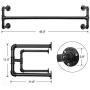 SONGMICS Wall-Mounted Clothes Rack, Set of 2, Industrial Pipe Clothes Hanging Bar, Space-Saving, 43.3 x 11.8 x 11.5 Inches, Holds up to 132 lb, Easy Assembly, for Small Space, Black UHSR64BK-02