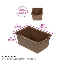 ECR4Kids Scoop-Front Storage Bins, Easy-to-Grip Design Storage Cubbies, Kid Friendly and Built to Last, Pairs with ECR4Kids Storage Units, 10-Pack, Chocolate