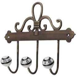 Indianshelf Handmade 1 Artistic Vintage Black Ceramic Floral Clothes Hooks Holders/Key Holder