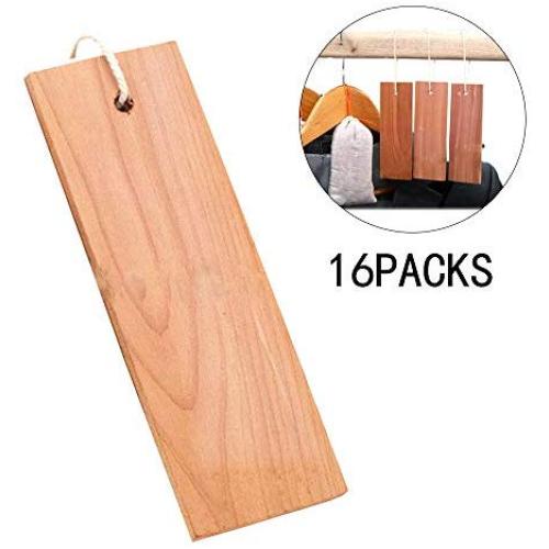 16 PCS - Cedar Hang Ups for Closets and Drawers, Cedar Hangers, Natural Cedar Wood Blocks, Household Essentials, Clothes Protectors for Closet Storage