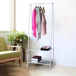 Sdoveb Garment Rack Floor Coat Rack with 2 Tier Shoes Stand Multifunctional Clothes Hanger Home Bedroom Wardrobe Coat Storage Rack (White)