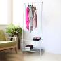 Sdoveb Garment Rack Floor Coat Rack with 2 Tier Shoes Stand Multifunctional Clothes Hanger Home Bedroom Wardrobe Coat Storage Rack (White)