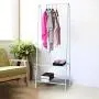 Sdoveb Garment Rack Floor Coat Rack with 2 Tier Shoes Stand Multifunctional Clothes Hanger Home Bedroom Wardrobe Coat Storage Rack (White) Sdoveb Garment Rack Floor Coat Rack with 2 Tier Shoes Stand Multifunctional Clothes Hanger Home Bedroom Wardrobe Coat Storage Rack (White)
