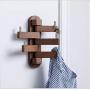 GCFBCL Solid Wood Swivel Coat Hooks Folding Swing Arm 5 Hat Hanger Rail Multi Foldable Arms Towel/Clothes Hanger for Hanging Coat, Belt, Keys, Headset, Etc. in The Home, Kitchen, Bathroom,Walnutcolor