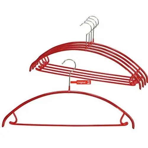 MAWA Euro Series Non-Slip Space-Saving Clothes Hanger with Bar and Hooks Style 42/U for Pants and Skirts, Pack of 5, Red, 5 Piece MAWA Euro Series Non-Slip Space-Saving Clothes Hanger with Bar and Hooks Style 42/U for Pants and Skirts, Pack of 5, Red, 5 Piece