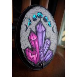 Purple and Pink Crystals Holo Lunar Moon Phases Hand Made 1 Hook Jewelry Key Hanger Organizer