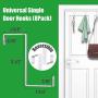Over The Door Hooks Hangers [10 Pack] with 2 Double Hanger Hooks and 8 Signle Hooks Fit for Two Sized Doors. Stainless Steel Over Door Hook Organizer for Clothing Coat Towel Robe Hat Hanging - White