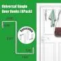 Over The Door Hooks Hangers [10 Pack] with 2 Double Hanger Hooks and 8 Signle Hooks Fit for Two Sized Doors. Stainless Steel Over Door Hook Organizer for Clothing Coat Towel Robe Hat Hanging - White