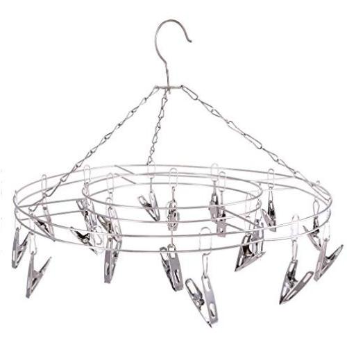 uxcell Stainless Steel Hotel Round Clothes Socks Ties Underware Holder Hanger Clip Rack
