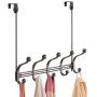 mDesign Decorative Long Easy Reach Over Door or Wall Mount 10 Hook Metal Storage Organizer Rack for Coats, Jackets, Hoodies, Hats, Scarves, Purses, Leashes, Bath Towels & Robes - Bronze