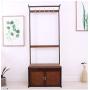 Bamboo Coat Rack Multifunction Storage Floor Coat Bench Change Shoe Bench Shoe Rack Hall Clothes Hanger Hangers Cabinet Brown