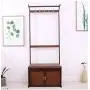 Bamboo Coat Rack Multifunction Storage Floor Coat Bench Change Shoe Bench Shoe Rack Hall Clothes Hanger Hangers Cabinet Brown
