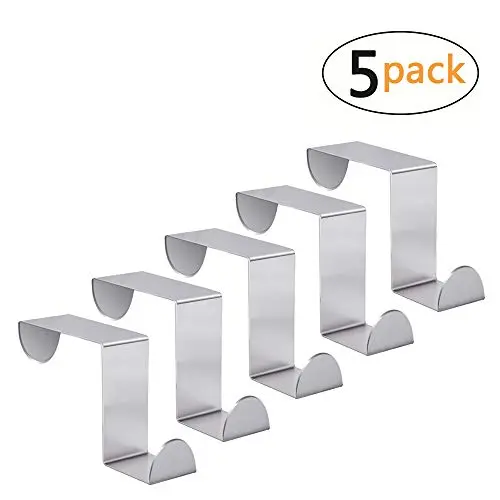 Over The Door Hook - Free Moving Adjustable Storage Organizer Rack for Hand Towel,Coat,Hat,Clothes,Hanger,Kraft Paper Bags,Towel Coat Rack Hats - Silver (5 Pack) Over The Door Hook - Free Moving Adjustable Storage Organizer Rack for Hand Towel,Coat,Hat,Clothes,Hanger,Kraft Paper Bags,Towel Coat Rack Hats - Silver (5 Pack)