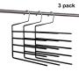 Amber Home Heavy Duty Deluxe Chrome Non-Slip 5 Tier Open Ended Slack Pants Trousers Hangers Clothes Hangers Clothing Hangers (3 Pack)