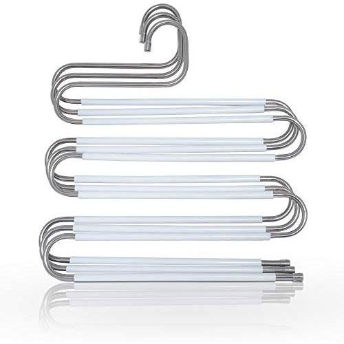 Sortfab Pants Hangers Premium Quality S-Shape 5 Layers Non-slip Stainless Steal Multi-purpose Clothes Hangers - Space Saving Hangers for Hanging Pants, Jeans, Trousers, Scarfs, Ties, Towels -Pack of 3 Sortfab Pants Hangers Premium Quality S-Shape 5 Layers Non-slip Stainless Steal Multi-purpose Clothes Hangers - Space Saving Hangers for Hanging Pants, Jeans, Trousers, Scarfs, Ties, Towels -Pack of 3