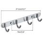 Mellewell Towel Hook Rail Coat Rack 10.7 inches with 4 Heavy Duty Hooks, Strong Bathroom Kitchen Organizer Wall Hanger Hooks, Brushed Stainless Steel, 08001HK04