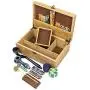 Helio Large Premium Bamboo Wooden Stash Boxes (11x7.5x4 in) for Discrete/Subtle Storage of Smoking Accessories Including lighters, Pipes, Grinders, etc. - Organized/Divided Chest