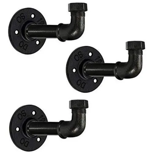 Sunmall Industrial Pipe Coat Hook Racks, Rustic Heavy Duty Wall Hooks for Hanging Clothes, DIY Black Towel Hook, Vintage Towel Holders for Bathrooms, Set of 3 Sunmall Industrial Pipe Coat Hook Racks, Rustic Heavy Duty Wall Hooks for Hanging Clothes, DIY Black Towel Hook, Vintage Towel Holders for Bathrooms, Set of 3