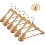 TOPIA HANGER Set of 6 Luxury Natural Wooden Coat Hangers, Premium Wood Suit Hangers, Glossy Finish with Extra-Wide Shoulder, Thicker Chrome Hooks & Anti-Slip Bar CT02N TOPIA HANGER Set of 6 Luxury Natural Wooden Coat Hangers, Premium Wood Suit Hangers, Glossy Finish with Extra-Wide Shoulder, Thicker Chrome Hooks & Anti-Slip Bar CT02N