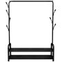 BAIYEA Durable Coat Rack Shoe Storage Bench, Bedroom Hall Tree Entryway Storage Shelf, Clothes Garment Rack on Wheels with 2 Metal Frame, Jacket Rack Hanger Stand 3 in 1 Design, Easy Assembly (Black)
