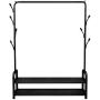 BAIYEA Durable Coat Rack Shoe Storage Bench, Bedroom Hall Tree Entryway Storage Shelf, Clothes Garment Rack on Wheels with 2 Metal Frame, Jacket Rack Hanger Stand 3 in 1 Design, Easy Assembly (Black)