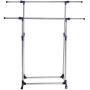 Super buy HEAVY DUTY DOUBLE ADJUSTABLE PORTABLE CLOTHES HANGER ROLLING GARMENT RACK RAIL