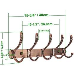 WEBI Coat Rack Wall Mounted,5 Hooks for Hanging Coats,Hook Rack,Hook Rail,Coat Hanger Wall Mount,Antique Copper,2 Packs