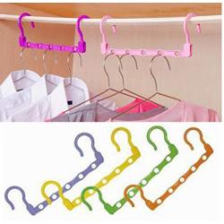 5-Hole Space Saving Plastic Clothes Hanger 10pcs Hanging Organizer Windproof Multi-Port Hook Random Color