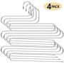 Evanee S-Type Stainless Steel Clothes Pants Hangers with 5 Layers Storage Rack Space Saving for Pants Jeans Scarf Hanging [4 Pack]