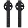 ZEKOO Antique Rustic Style Sliding Aluminum Barn Door Hardware Black Steel Rollers Hanger (Big Wheel-Style)