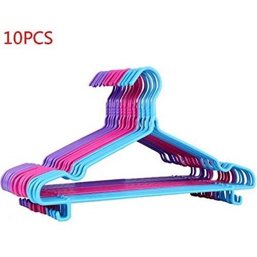 10pcs Adult Coat Jacket Clothes Hangers Outdoor Drying Rack Antiskid Closet Organizer with Hooks Color Random