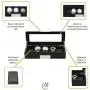 5 Piece Black Wood Watch Display Case Storage Organizer Boxes with Stainless Steel Accents 5 Piece Black Wood Watch Display Case Storage Organizer Boxes with Stainless Steel Accents