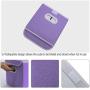 uxcell Collapsible Fabric Storage Bins Cubes Baskets Containers with Dual Plastic Handles, Foldable Fabric Drawer Organizer Storage Boxes with Lid for Home Closet Bedroom Purple