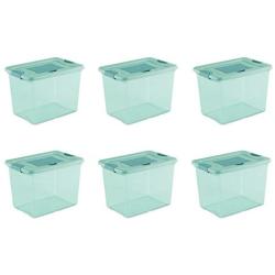 Sterilite 15057Y06 25 Qt, 24L Fresh Scent Box, Aqua Tent base with Aqua Chrome Lid & Teal Splash Latches, 6-Pack