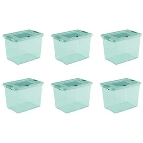 Sterilite 15057Y06 25 Qt, 24L Fresh Scent Box, Aqua Tent base with Aqua Chrome Lid & Teal Splash Latches, 6-Pack Sterilite 15057Y06 25 Qt, 24L Fresh Scent Box, Aqua Tent base with Aqua Chrome Lid & Teal Splash Latches, 6-Pack