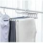 5pcs Color Random Portable 5-in-1 Clothes Hanger Clothing Organizer Multi-Function Stainless Steel Pants Hanger Holder Rack Hangers for Clothes