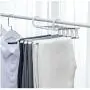 5pcs Color Random Portable 5-in-1 Clothes Hanger Clothing Organizer Multi-Function Stainless Steel Pants Hanger Holder Rack Hangers for Clothes