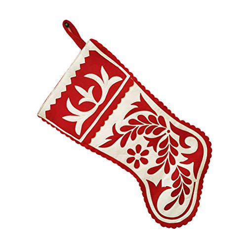 Christmas Stocking Xmas Ornament Floral Printed Tree Hanger Candy Bag for Gift Decorating Silverware Holder Pockets Fork and Knives Pocket